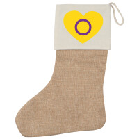Weihnachtsstrumpf Intersex Pride Flagge LGBTQ Herz Beige...