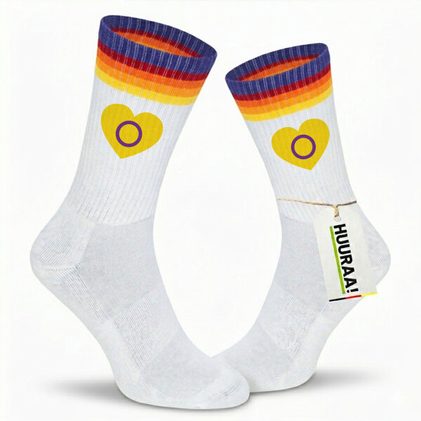 Unisex Socken Intersex Pride Flagge LGBTQ Herz Baumwolle