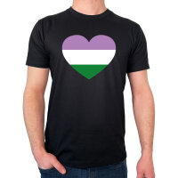 Herren T-Shirt Genderqueer Pride Flagge LGBTQ Herz