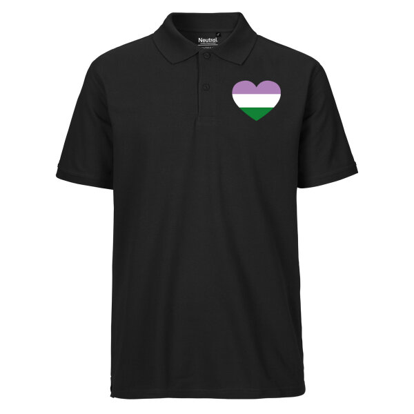 Herren Polo Shirt Genderqueer Pride Flagge LGBTQ Herz