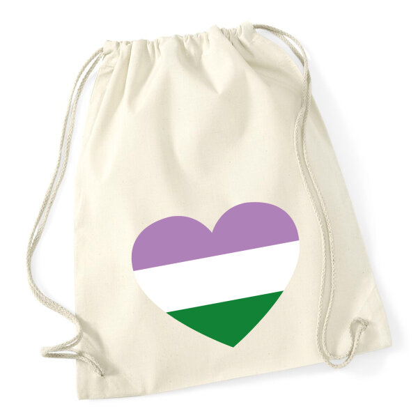 Turnbeutel Genderqueer Pride Flagge LGBTQ Herz 12 Liter