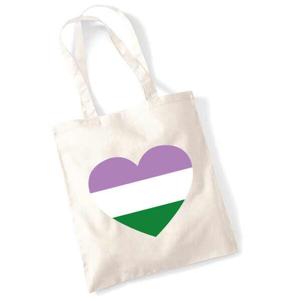 Jutebeutel Genderqueer Pride Flagge LGBTQ Herz 10 Liter