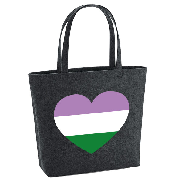 Filz Shopper Genderqueer Pride Flagge LGBTQ Herz 22 Liter