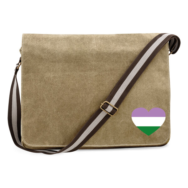 Umhängetasche Genderqueer Pride Flagge LGBTQ Herz 14 Liter