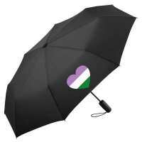 Regenschirm Genderqueer Pride Flagge LGBTQ Herz 98cm Schwarz