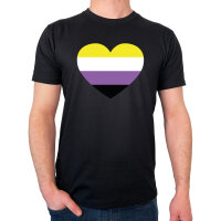 Herren T-Shirt Nonbinary Pride Flagge LGBTQ Herz