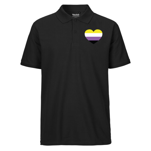 Herren Polo Shirt Nonbinary Pride Flagge LGBTQ Herz