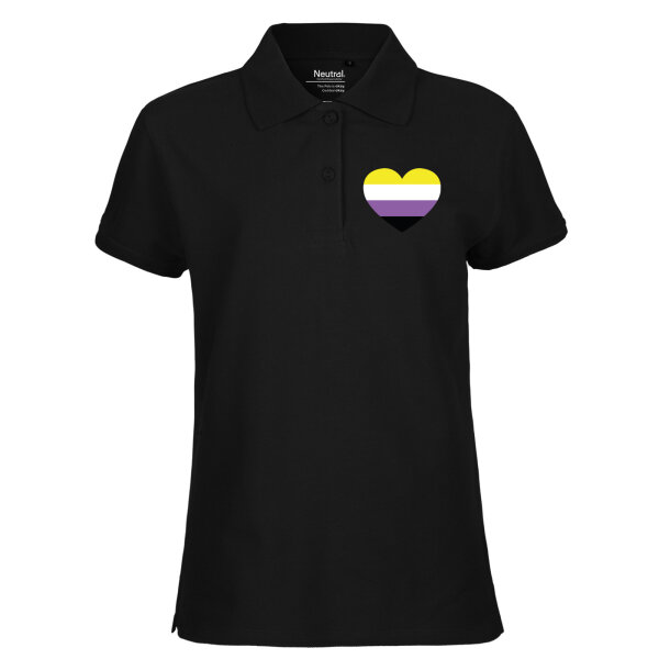 Damen Polo Shirt Nonbinary Pride Flagge LGBTQ Herz