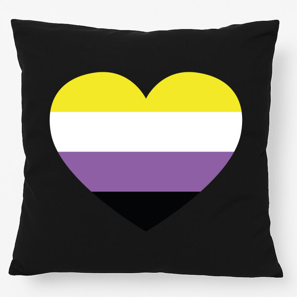 Kissen Nonbinary Pride Flagge LGBTQ Herz 40x40cm