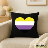Kissen Nonbinary Pride Flagge LGBTQ Herz 40x40cm
