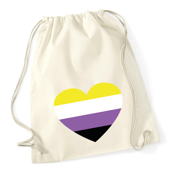Turnbeutel Nonbinary Pride Flagge LGBTQ Herz 12 Liter