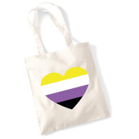 Jutebeutel Nonbinary Pride Flagge LGBTQ Herz 10 Liter