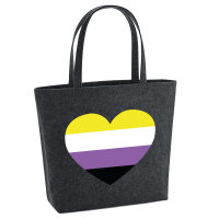 Filz Shopper Nonbinary Pride Flagge LGBTQ Herz 22 Liter