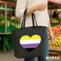 Filz Shopper Nonbinary Pride Flagge LGBTQ Herz 22 Liter