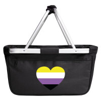 Einkaufskorb faltbar Nonbinary Pride Flagge LGBTQ Herz 20 Liter Black