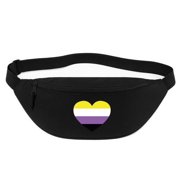 Bauchtasche Nonbinary Pride Flagge LGBTQ Herz 2,5 Liter Black