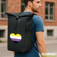 Kurierrucksack Nonbinary Pride Flagge LGBTQ Herz 30-44 Liter Black Melange