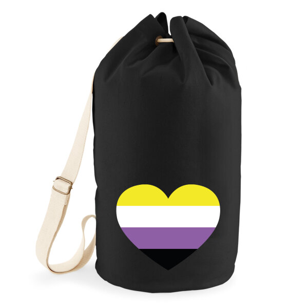 Seesack Nonbinary Pride Flagge LGBTQ Herz 20 Liter Black
