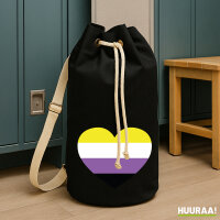 Seesack Nonbinary Pride Flagge LGBTQ Herz 20 Liter Black