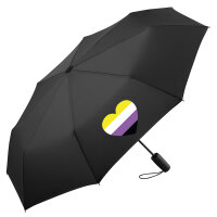 Regenschirm Nonbinary Pride Flagge LGBTQ Herz 98cm Schwarz