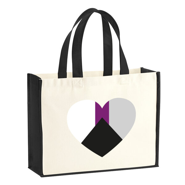Jutetasche Demisexuell Pride Flagge LGBTQ Herz 21 Liter Black