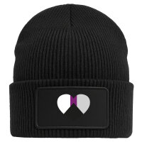 Beanie mit Patch Demisexuell Pride Flagge LGBTQ Herz Black