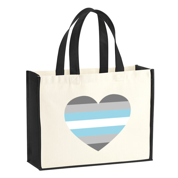 Jutetasche Demiboy Pride Flagge LGBTQ Herz 21 Liter Black