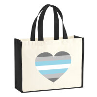 Jutetasche Demiboy Pride Flagge LGBTQ Herz 21 Liter Black