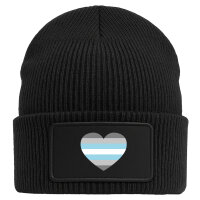 Beanie mit Patch Demiboy Pride Flagge LGBTQ Herz Black