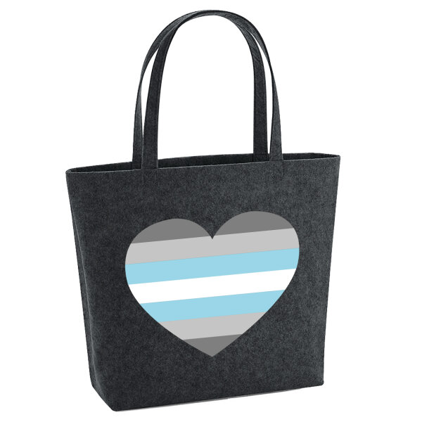 Filz Shopper Demiboy Pride Flagge LGBTQ Herz 22 Liter