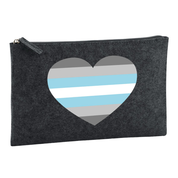 Kulturbeutel Demiboy Pride Flagge LGBTQ Herz 1 Liter Charcoal