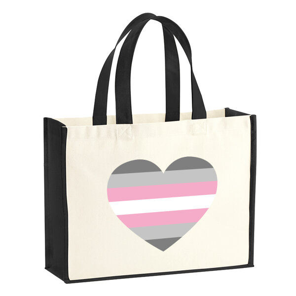 Jutetasche Demigirl Pride Flagge LGBTQ Herz 21 Liter Black