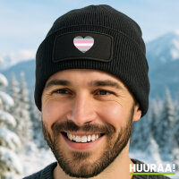 Beanie mit Patch Demigirl Pride Flagge LGBTQ Herz Black
