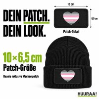 Beanie mit Patch Demigirl Pride Flagge LGBTQ Herz Black