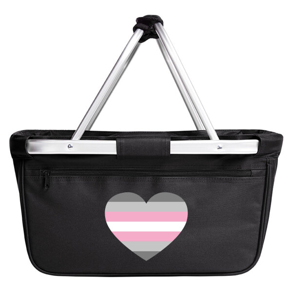 Einkaufskorb faltbar Demigirl Pride Flagge LGBTQ Herz 20 Liter Black