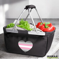 Einkaufskorb faltbar Demigirl Pride Flagge LGBTQ Herz 20 Liter Black