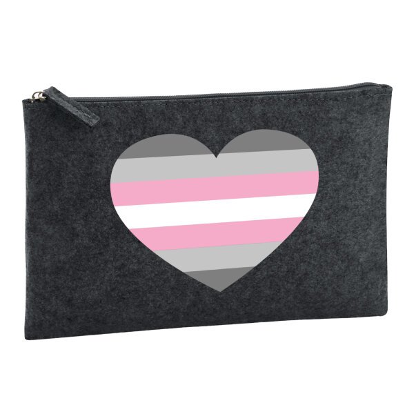 Kulturbeutel Demigirl Pride Flagge LGBTQ Herz 1 Liter Charcoal