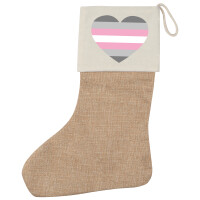 Weihnachtsstrumpf Demigirl Pride Flagge LGBTQ Herz Beige...
