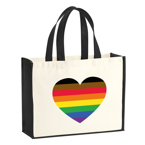 Jutetasche Alternative LGBT+ Pride Flagge LGBTQ Herz 21 Liter Black