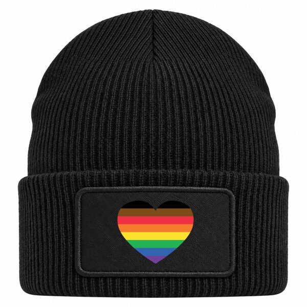 Beanie mit Patch Alternative LGBT+ Pride Flagge LGBTQ Herz Black