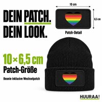 Beanie mit Patch Alternative LGBT+ Pride Flagge LGBTQ Herz Black