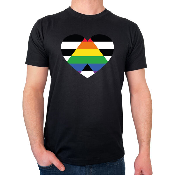 Herren T-Shirt Straight Ally Flagge LGBTQ Herz