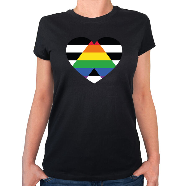 Damen T-Shirt Straight Ally Flagge LGBTQ Herz