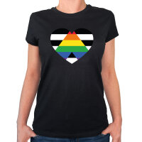 Damen T-Shirt Straight Ally Flagge LGBTQ Herz