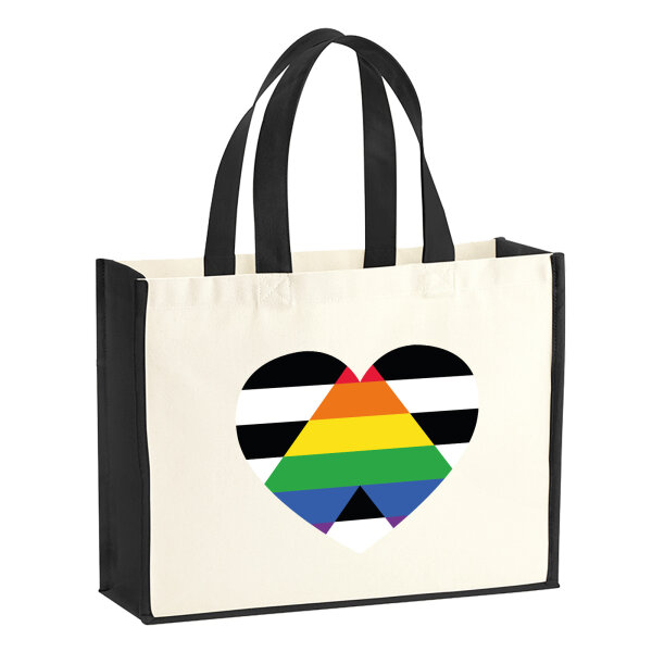 Jutetasche Straight Ally Flagge LGBTQ Herz 21 Liter Black