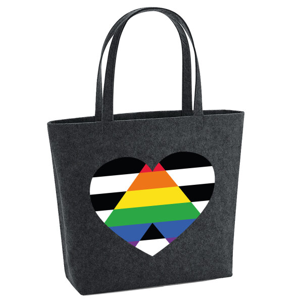 Filz Shopper Straight Ally Flagge LGBTQ Herz 22 Liter