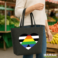 Filz Shopper Straight Ally Flagge LGBTQ Herz 22 Liter