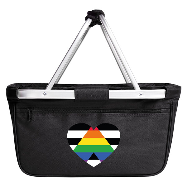 Einkaufskorb faltbar Straight Ally Flagge LGBTQ Herz 20 Liter Black