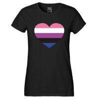 Damen T-Shirt Genderfluid Pride Flagge LGBTQ Herz