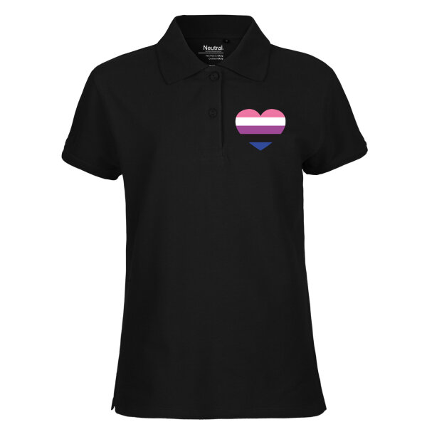 Damen Polo Shirt Genderfluid Pride Flagge LGBTQ Herz